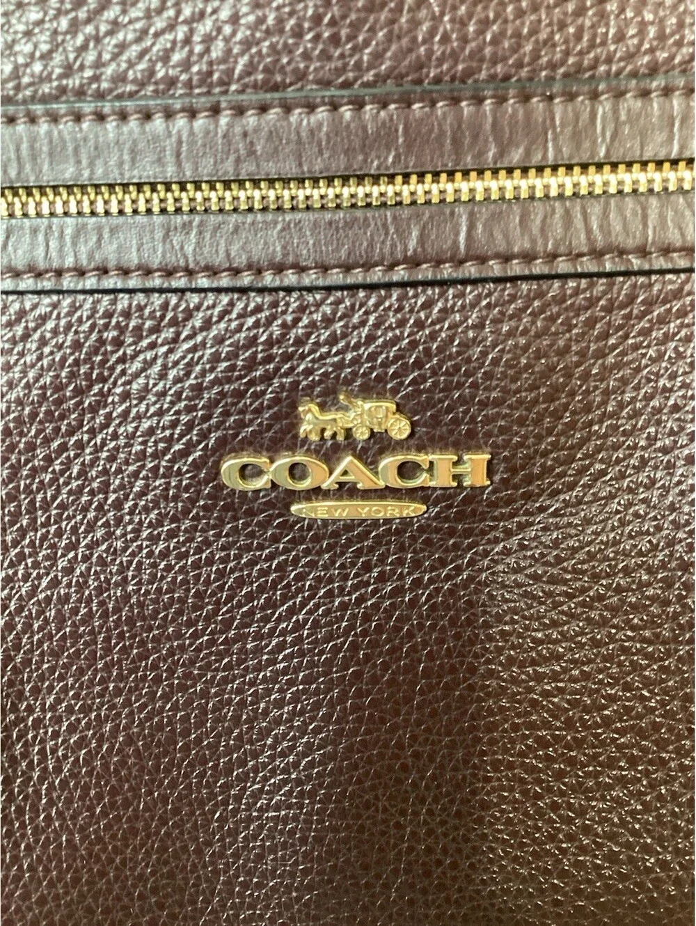Coach Mae File Brown Pebbled Crossbody Bag Gold Hardware Detachable Strap